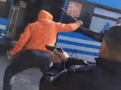 El altercado entre la Federal y los afiladores. Foto: captura