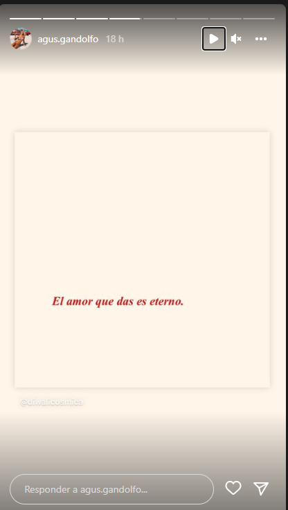"El amor que das es eterno", el misterioso posteo de Agus Gandolfo que encendió las alarmas (Foto: Captura de Instagram)