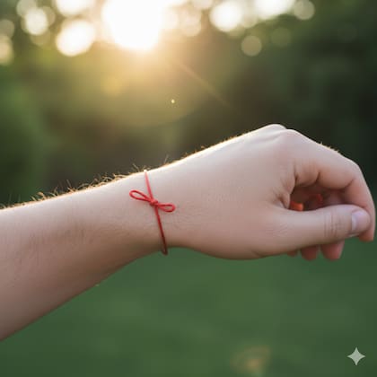 El amuleto de la cinta roja ayuda para la protección de la energía en el martes 13
