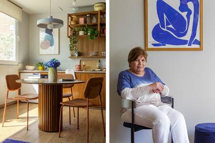 “El anafe vitrificado no salpica tanto, así que me permite poner un cuadro cerca”, dice Norma, respecto de la obra geométrica que eligió para colgar en la cocina.