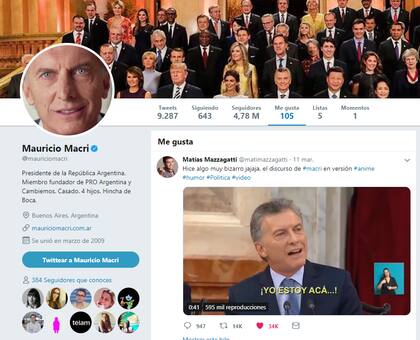 El "Me gusta" de la cuenta del Presidente al video.