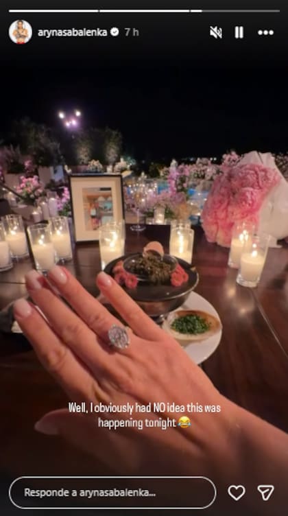 El anillo de compromiso de Sabalenka (Foto: Instagram @arynasabalenka)