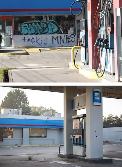 El antes y después de la estación de servicio abandonada de la empresa PDVSA en Tómkinson y Sucre, San Isidro
