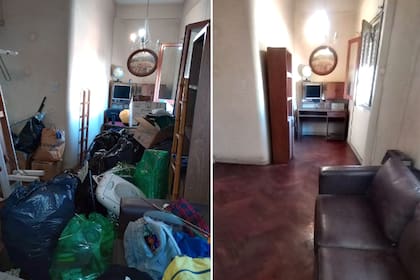 El antes y después de la limpieza en la casa de un acumulador