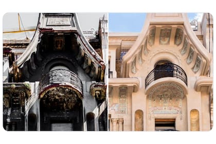 El antes y después de las ornamentación de los balcones