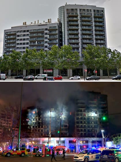 El antes y después del edificio incendiado en Valencia