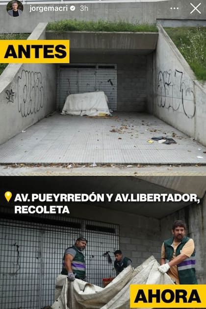 El antes y después en las publicaciones de Jorge Macri en su perfil de Instagram