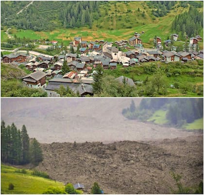 El antes y el después de Blatten tras la avalancha