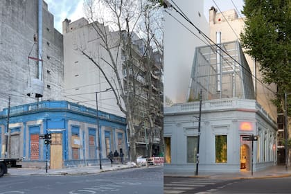 El antes y el después de la esquina. La propiedad estaba deshabitada y en alquiler. Se puso una condición edilicia para cederlo al Grupo Mezcla.
