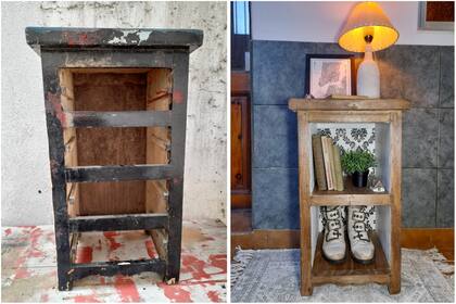 El antes y el después de un mueble que restauró (Foto: Gentileza Kevin D'onofrio)