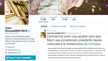 El antiguo twitter de Casa Rosada