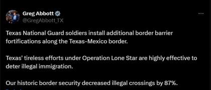 El anuncio de Greg Abbott en sus redes sociales