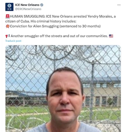 El anuncio de la detención de Yendry Morales en Nueva Orleans,