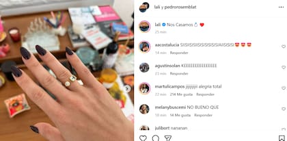 El anuncio de Lali en Instagram