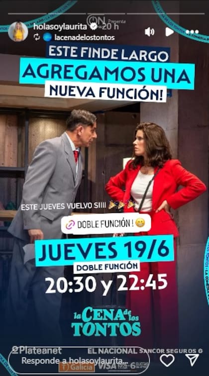 El anuncio de Laurita Fernández y la confirmación de que estará presente en la función del jueves 19