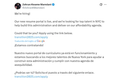 El anuncio de Mamdani sobre la búsqueda de trabajadores en Nueva York