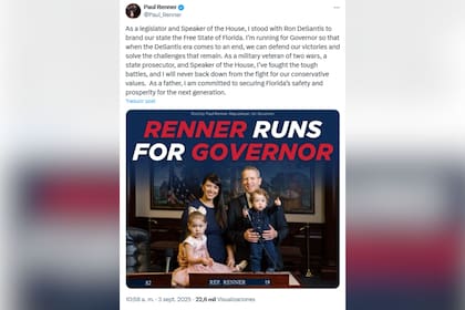 El anuncio de Paul Renner en redes sociales sobre su candidatura