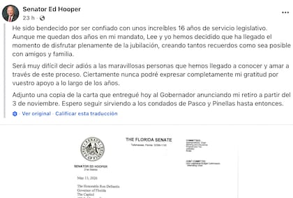 El anuncio del senador Ed Hooper