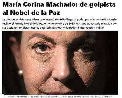 El anuncio en el portal de Telesur