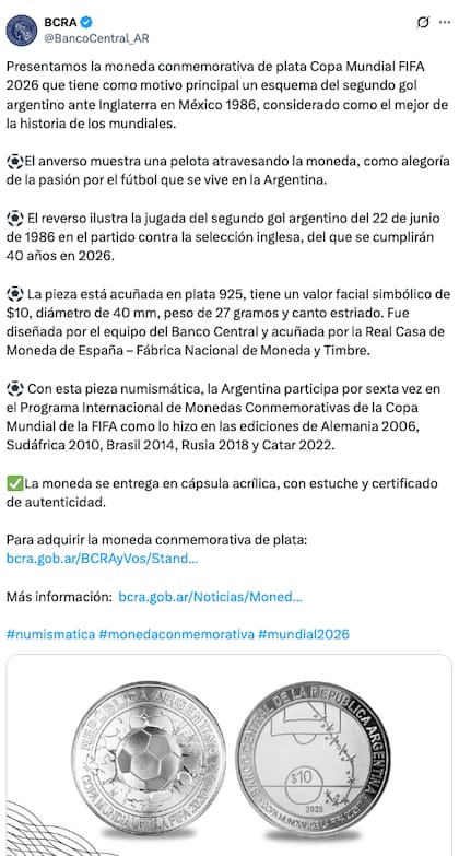 El anuncio oficial de la nueva moneda conmemorativa