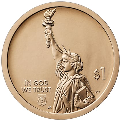 El anverso de la moneda de US$1 de American Innovation de 2026