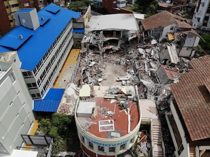 El apart hotel Dubrovnik a fines de enero, a tres meses de su derrumbe