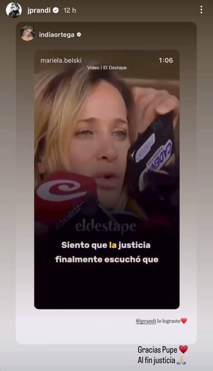 El apoyo de India Ortega a Julieta Prandi, la novia de su padre