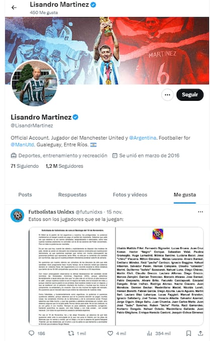El apoyo de Lisandro Martínez a un comunicado a favor de Sergio Massa