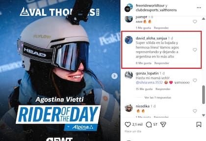 El apoyo de los seguidores de Agostina Vietti