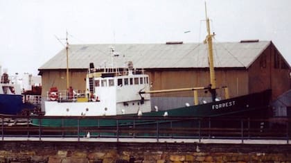 El A.R.A Forrest, buque protagonista de la épica batalla contra el helicóptero británico