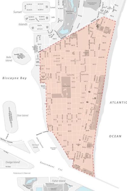 El área afectada por el toque de queda en Miami Beach