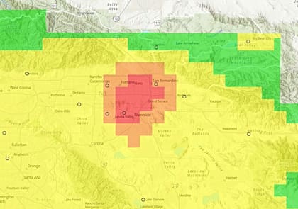 El área de Riverside presenta un índice de calidad de aire considerado insano