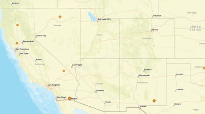 El área donde se registraron los sismos más intensos de la jornada