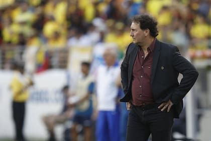 El argentino Néstor Lorenzo, entrenador de Colombia, durante el partido ante Brasil por la Copa América 2024