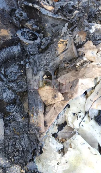 El arma encontrada entre los restos del avión calcinado