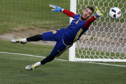 David de Gea en un entrenamiento de España: con la selección obtuvo tres títulos europeos juveniles