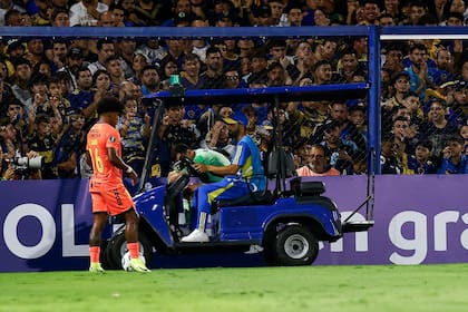 El arquero intentó continuar pero no pudo; salió en carrito, en medio del llanto que no podía parar, después de decir "me rompí".