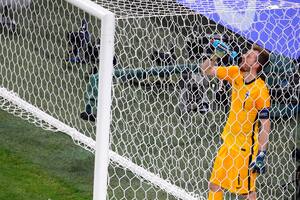 El arquero Lukas Hradecky no lo puede creer: venía atajando muy bien ante Países Bajos y terminó haciendo un gol en contra