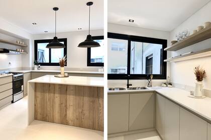 El artefacto de cocina mantuvo su ubicación mientras que la bacha 'Luxor' (Johnson) con grifería de la línea 'Jockey' (Hidromet) se desplazó centrándose en la ventana más grande (Dormax).