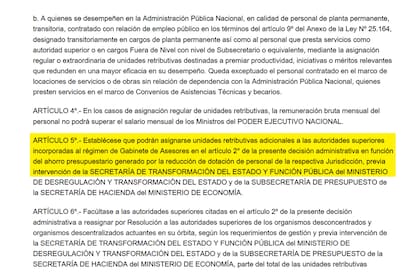 El artículo de la medida oficial que premia a los funcionarios que más hayan reducido su dotación de personal