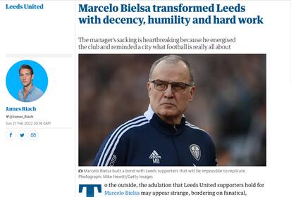 El artículo de The Guardian, remarcando el legado de Marcelo Bielsa