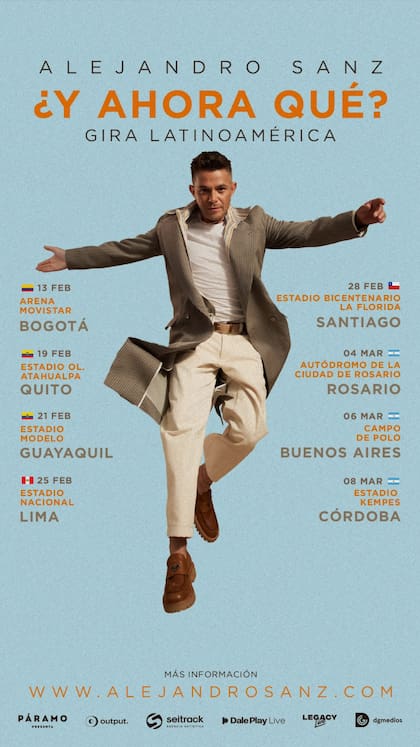 El artista anunció los países que recorrerá con un posteo en sus redes (Foto: Instagram @alejandrosanz)