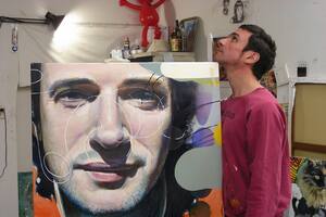 El artista Diego Gravinese y el arte de tapa del disco "Siempre es hoy"