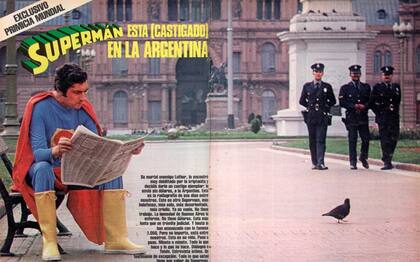 El artista Luis Pazos interpretó a Superman para una edición de Gente de 1982