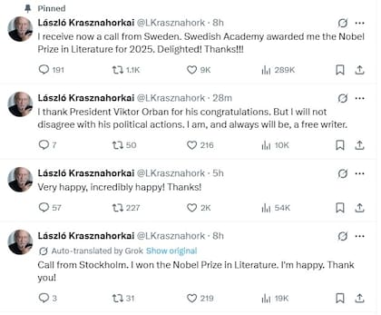 El "asesino de X" se hizo pasar por László Krasznahorkai