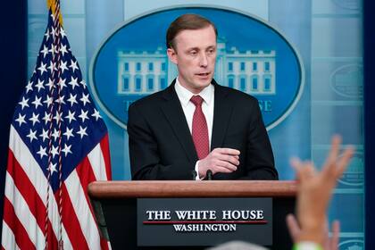 El asesor en Seguridad Nacional de la Casa Blanca, Jake Sullivan, durante la conferencia de prensa sobre Ucrania