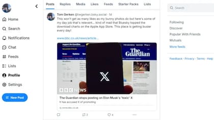 El aspecto de Bluesky es muy parecido al de otras redes sociales