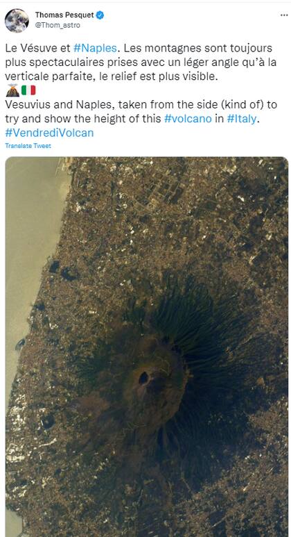 El astronauta compartió la imagen en Twitter que demuestra la magnitud del volcán