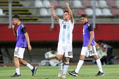 Maroni celebra el único gol de la noche en Curicó