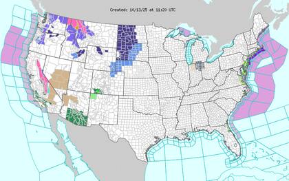 El avance de un sistema de baja presión en niveles altos provocará nevadas copiosas con acumulaciones importantes en sectores de las Montañas Rocosas del Norte y la Sierra Nevada, mientras que Washington y Oregón experimentarán lluvias costeras